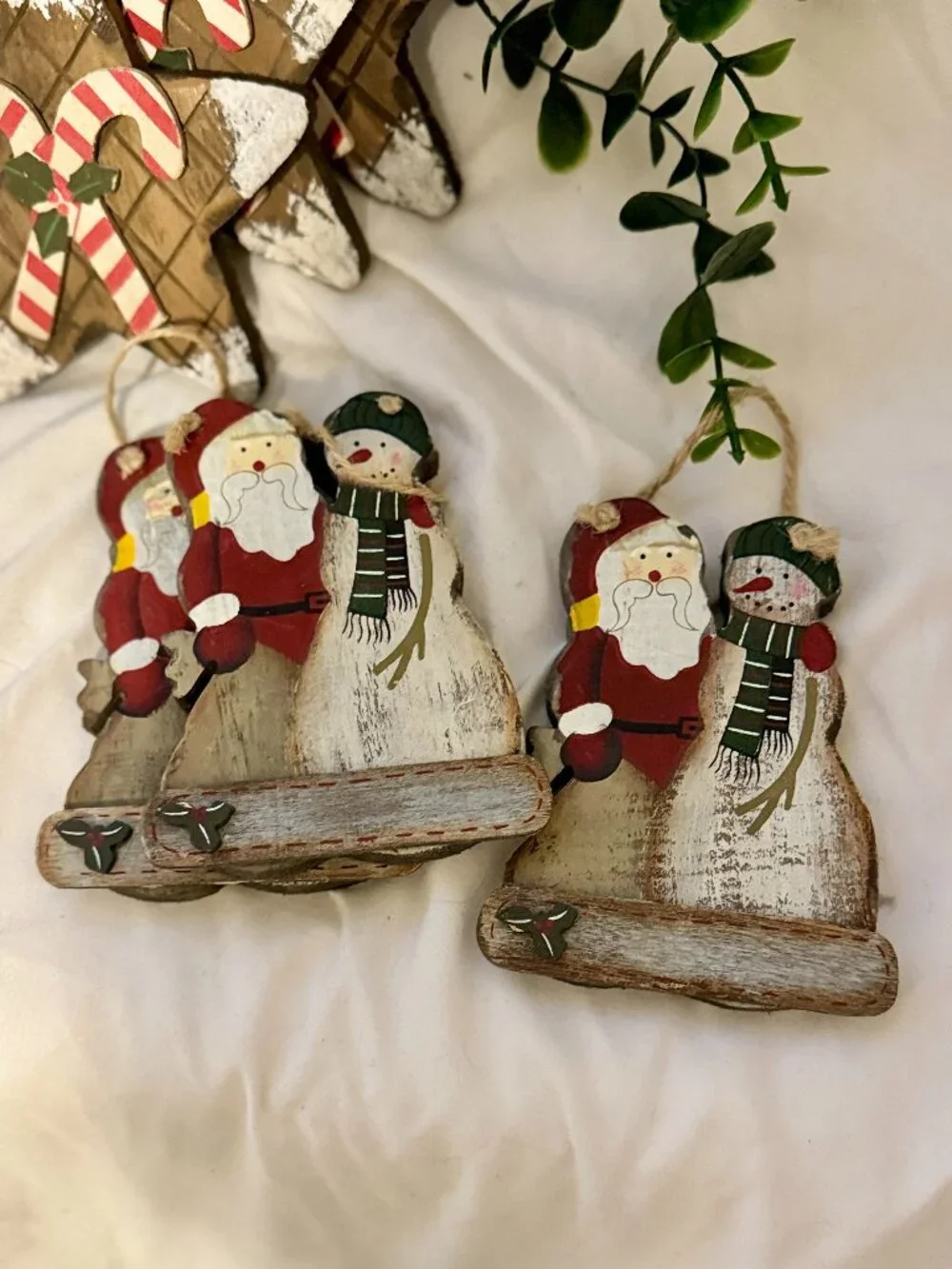 Nicole Crafts Rustic Wooden Christmas Ornaments Lot - Set of 13